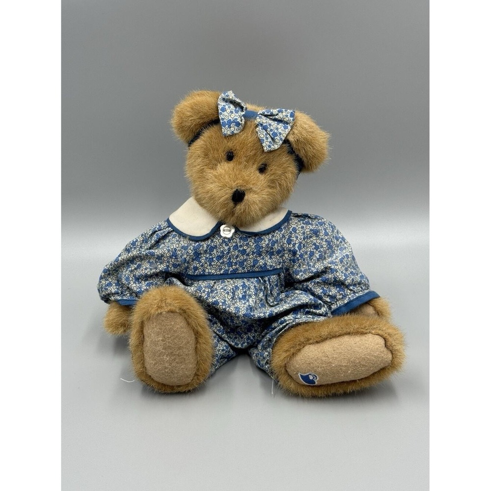 Boyds Bears Heart To Heart Friends Kaylie Bear In Blue Floral Romper 12"